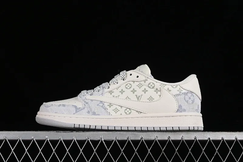 All categories Air Jordan Jordan series basketball shoes Air Jordan 1 Low High-end customized low-top sneakers Travis Scott x Fragment Design x Jordan Air Jordan 1 Low OG SP AJ1 Joe 1 LV washed blue denim low-top cultural casual sneakers SJ2068-007